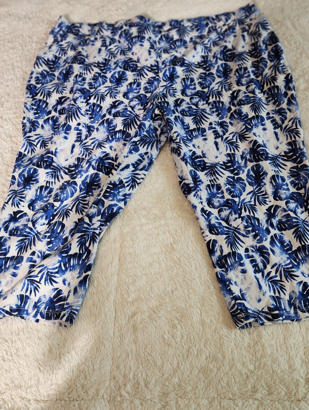 Women’s Blue Floral Print Capri Shorts